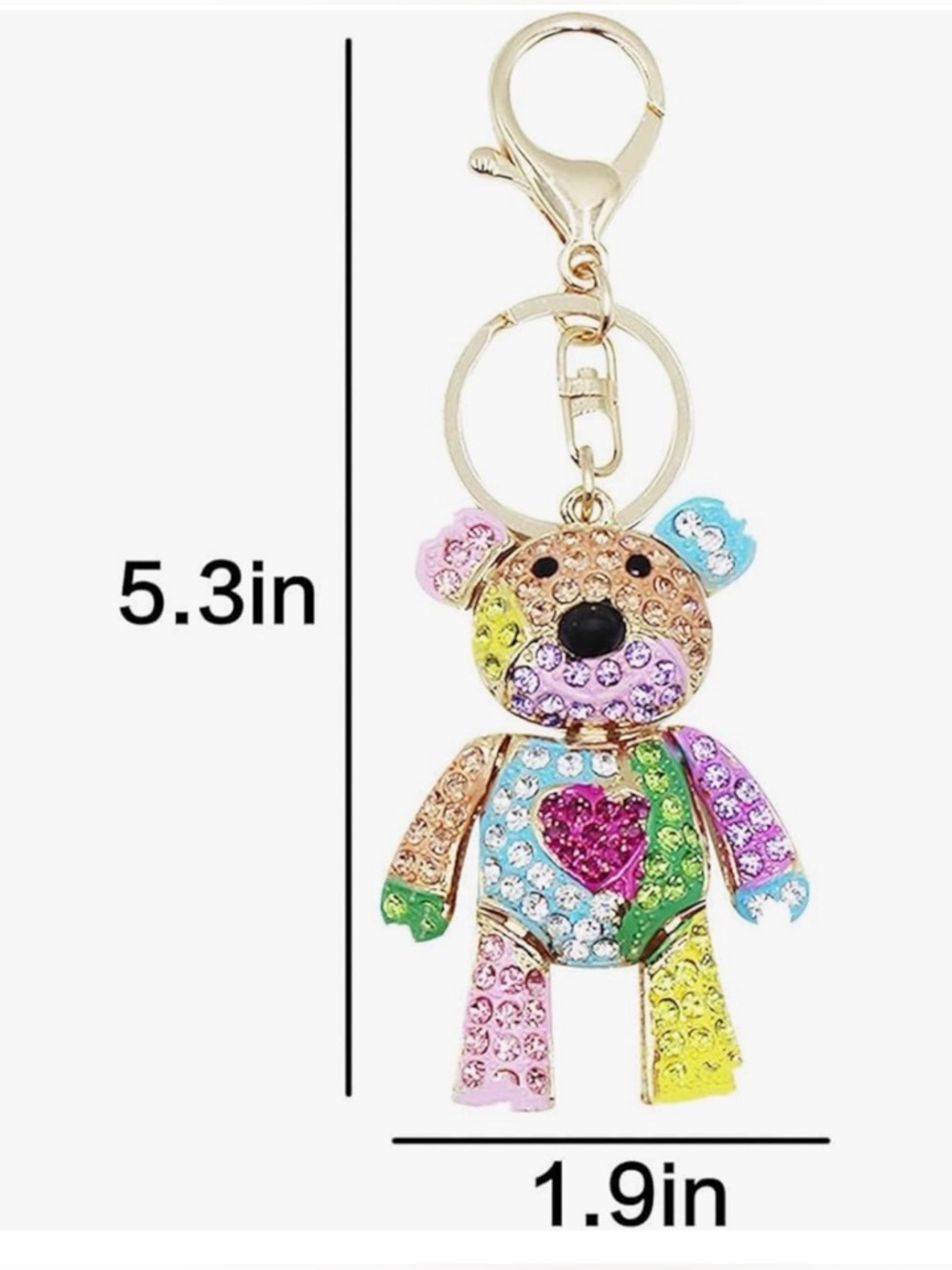 Rhinestone Multicolor Teddy Bear Keychain NWT 12 pcs - Picture 5 of 5